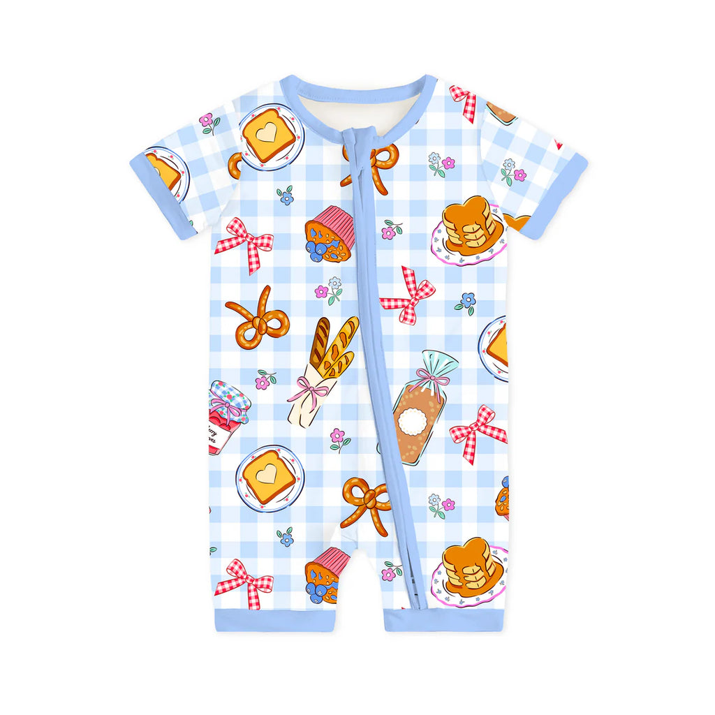 Sweet Bakery Zippered Romper- AVAILABLE for pre-order ships in 10 days