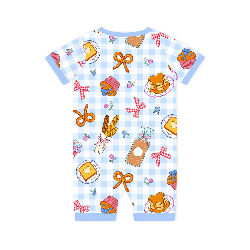 Sweet Bakery Zippered Romper- AVAILABLE for pre-order ships in 10 days